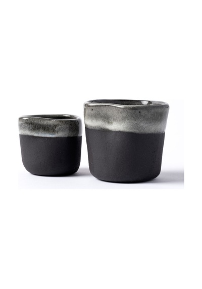 Must Bej/mavi Stoneware El Yapımı Mug & Türk Kahvesi Karışık 2li Set 8632 Siyah Beyaz