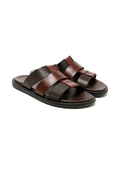 Terlik Erkek M6857 The Sandals Factory Leather Upper Dark Brown Dark Brown Koyu Kahverengi