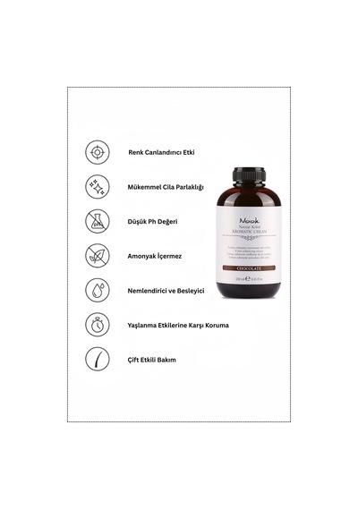 Nook Nectar Kolor Kromatic Renk Canlandırıcı Maske 250ml Chocolate Kahverengi Saçlar İçin Pigmentli Cila