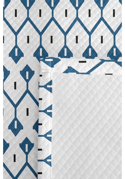 Mavi Geometrik Modern Genç Odası Tek Kişilik Pike Takımı-beyaz Siyah 160x220cm Kapitone Yatak Örtüsü Mistik Yosun Örtüsü