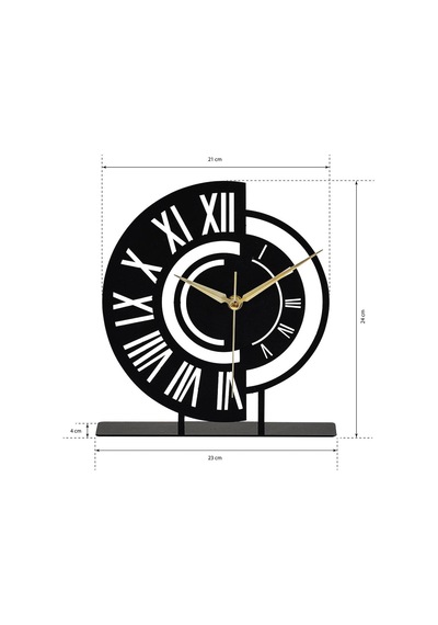 Ruota Siyah Metal Dekoratif Masa Üstü Saati 25x23cm Mms-m Diğer