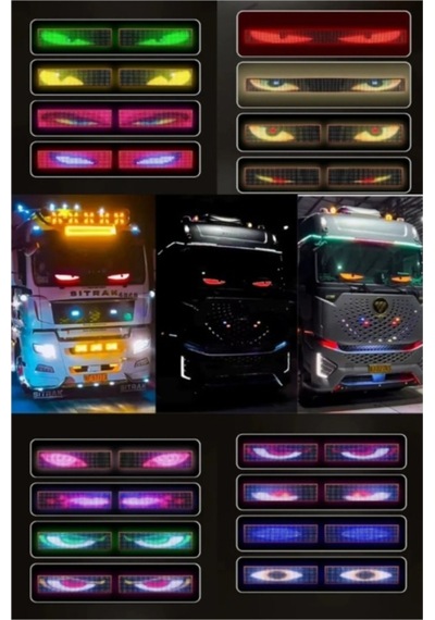 Wearfitpro 150 Cm Şeytan Led Gözler Animasyonlu Araba,kamyon,otobüs Kumandalı Esnek Ön Arka Cam Rgb Led Ekran