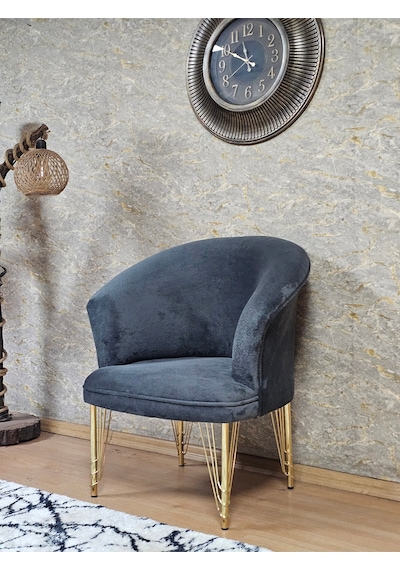 Zafir Tekli Teddy Gold Kaplama Telli Ayak Çay Seti Koltuk Tekli Berjer , Balkon, Salon, Ofis Fume