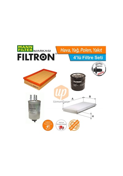 Ford Connect Filtre Bakım Seti 2002-2013 Filtron Otosan Içerik;Hava+Yağ+Standart Polen+Yakıt ( Otosan)
