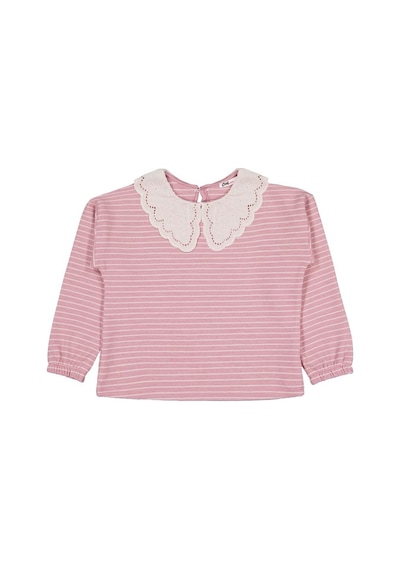 Civil Girls Çizgili 6-9 Yaş Sweatshirt - Pembe Gül Kurusu