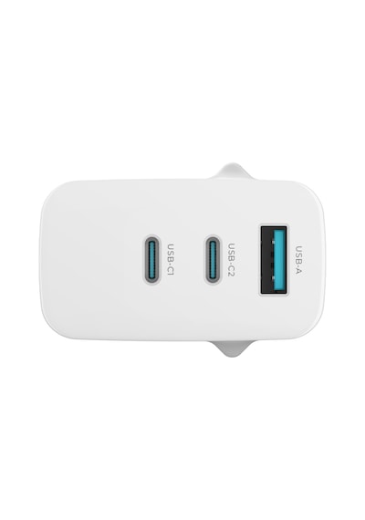 Gan Multi 65W Usb-A Ve 2*Type-C Üç Portlu Hızlı Şarj Aleti Güç Adaptörü Beyaz