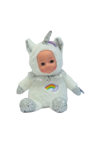 Bebek Yüzlü Sevimli Unicorn Peluş Oyuncak 35 Cm Beyaz Beyaz