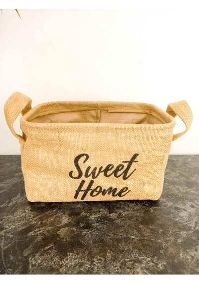 Bitki Tasarımı Sweet Home Jüt Hasır Ev Düzenleyici Mutfak Banyo Salon Sepeti Katlanır Sıvı Korumalı Orta