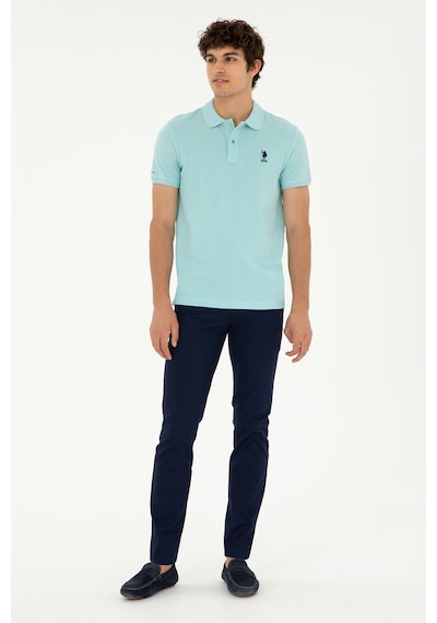 U.S. Polo Assn. Erkek Slim Fit Polo Yaka Su Yeşili Basic Tişört 50279613-VR083