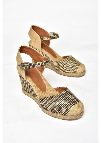 Fox Shoes P241612004 Siyah Kumaş Dolgu Topuklu Kadın Ayakkabı Siyah