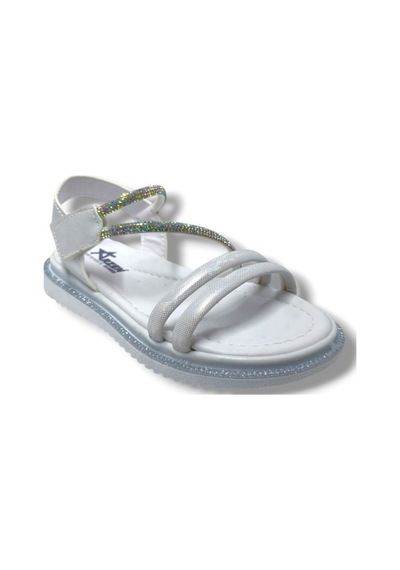 Arzen Bebe 221-25 Anatomik Taşlı Cırtlı Kız Çocuk Sandalet 31-36 Beyaz