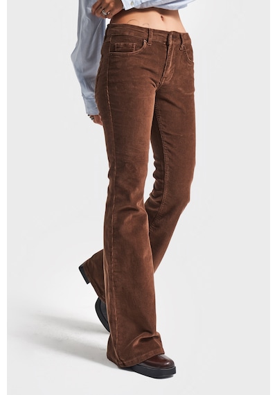 Itsbasic Kadın Açık Kahve 26w5-42 Flare Fit İnce Fitilli Velvet Esnek Kumaş Pantolon