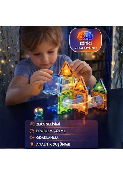 Renkli Top Figürlü - Çocuklar İçin Renkli 3 Boyutlu Mıknatıslı 86 Parça Manyetik Oyun Seti