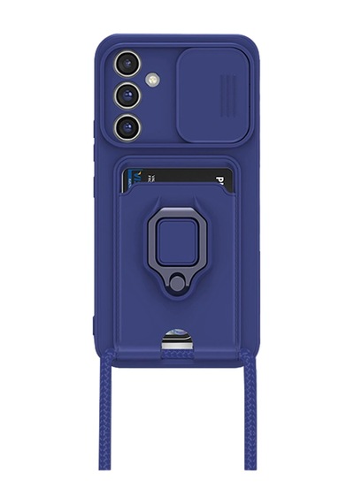 Newface - 598 -  Galaxy Uyumlu A14 4g Kılıf Zuma Kartvizitli Yüzüklü Silikon - Edntrend - - Lacivert