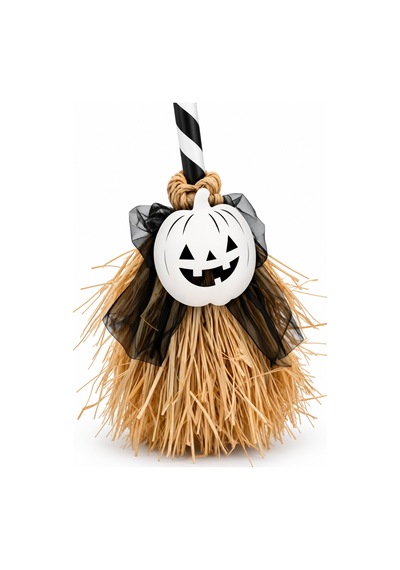 Halloween Cadılar Bayramı Dans Eden Yürüyen Süpürge Sesli Işıklı Beyaz Balkabağı Dekoru 79 Cm Diğer