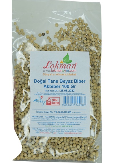 Lokman Doğal Tane Beyaz Biber 100 G