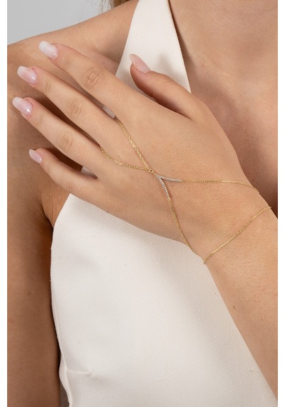 925 Ayar Gümüş Şahmeran Altın Yaldızlı Zirkon Taşlı Tutku Şahmeran Barcode Beyaz - Rose Gold