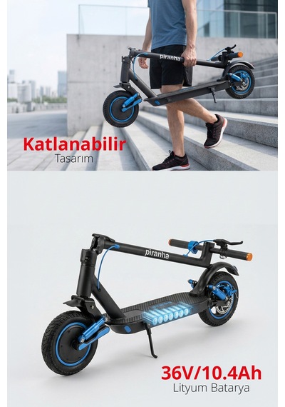 5015-m 600w Elektrikli Scooter 36v 10.4ah 35 Km Menzil Katlanabilir Çift Amortisör Sinyal Mavi
