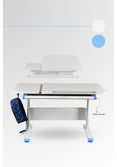 Vega Basic Yükseklik Ve Eğim Ayarlı Ekru Çalışma Masası, Çekmeceli Bilgisayar Ve Ofis Masası, Mavi Gri Vega Basic Yükseklik Ve Eğim Ayarlı Ekru Çalışma Masası, Çekmeceli Bilgisayar Ve Ofis Masası, Mavi Gri