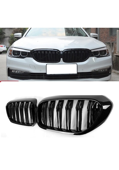 Bmw G30 M5 Ön Böbrek Panjur Piano Black Çift Tırnak