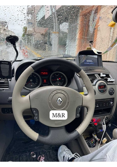 Megane 2  Kaplama Deri Direksiyon Kılıfı Siyah
