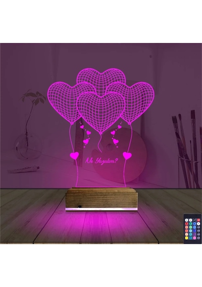 Luvivia Kalp Sevgiliye Hediye Kişiye Özel 3d Lamba - Masa Gece Lambası V7