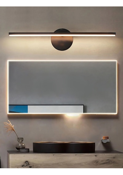 Laaysa Dekoratif Banyo Duvar Ayna Tablo Aydınlatması Led Flüt Aplik 50 Cm Siyah