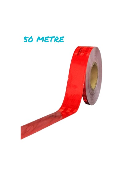 Tüvtürk Onaylı Reflektör Fosforlu Düz Şerit Bant Kırmızı 50 Metre E8 Belge