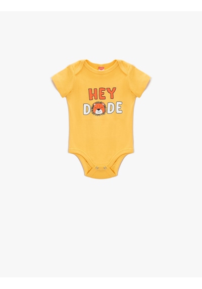 Koton Baskılı Kısa Kollu Çıtçıtlı Body Pamuklu Sarı 2ynb10427ok