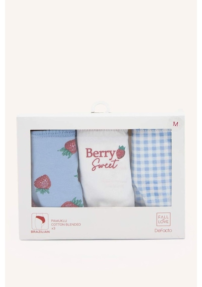 Defacto 3lü Çilek Baskılı Brief Külot H9841ax26hsbe250 Mavi-be250