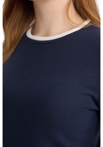 Defacto Regular Fit Bisiklet Yaka Uzun Kollu Tişört Tunik G5061ax25wnnv173 Lacivert-nv173