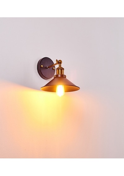 Riolight Retro Tekli Metal Sarkıt Duvar Aplik Şapka Çapı 22cm Siyah