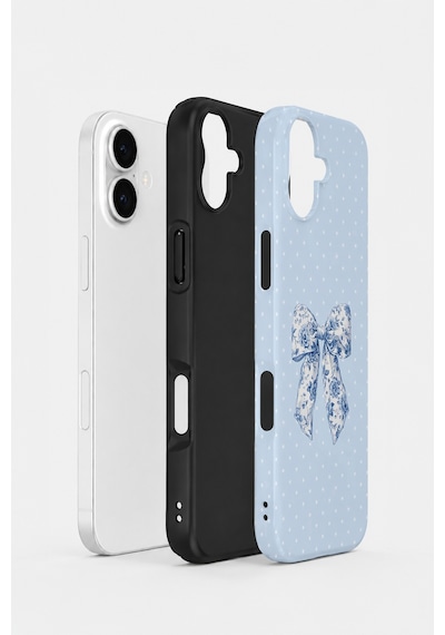 Velvoria Valestra Blue Toile Bow Apple Apple iPhone Uyumlu 16 Plus Darbe Korumalı Kılıf Valestra Select - Blue Toile Bow