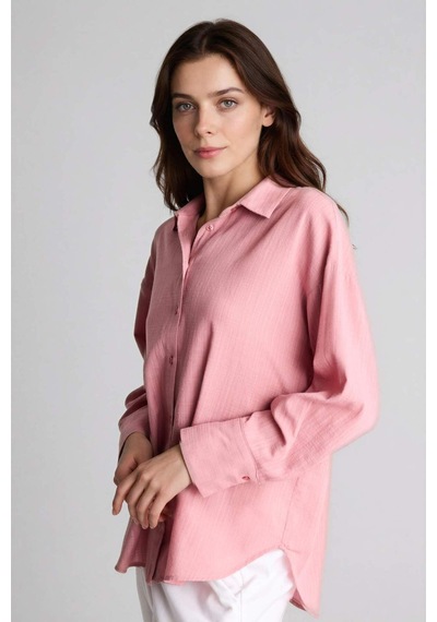 Defacto Uzun Kollu Gömlek Tunik H6877ax26sppn623 Pembe-pn623
