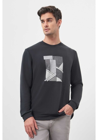 Morven Erkek Siyah Trend Bisiklet Yaka Sweat-shirt 25ks063004001 Siyah Siyah