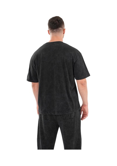 Kingsize Nutrition Kingsize Darksteel Antik Yıkamalı Oversize T-shirt Siyah Siyah