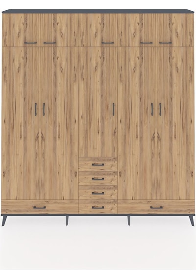 Arges Dolap 6 Raflı 6 Çekmeceli 4 Askılı 220x30x243 Antrasit-çam/çam Atlas Çam/atlas Çam Arges Dolap 6 Raflı 6 Çekmeceli 4 Askılı 220x30x243 Antrasit-çam/çam Atlas Çam/atlas Çam
