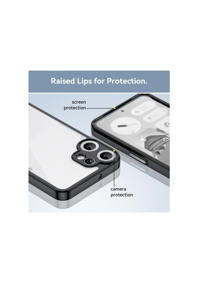 Caseonn Nothing Cmf Phone 2 Pro Kılıf Kamera Korumalı Darbe Emici Şeffaf Arka Kapak Siyah