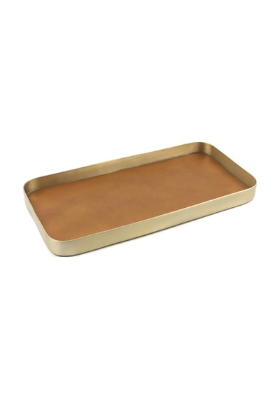 Taba Deri Metal Tepsi 41x21cm Taba