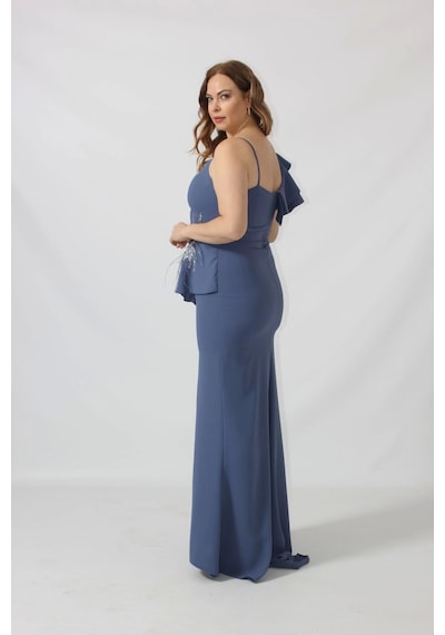 Moda Berray 21927 İndigo Omuzu İki Katlı Beli Taş İşlemeli Kadın Büyük Beden Abiye Elbise İndigo Moda Berray 21927 İndigo Omuzu İki Katlı Beli Taş İşlemeli Kadın Büyük Beden Abiye Elbise İndigo