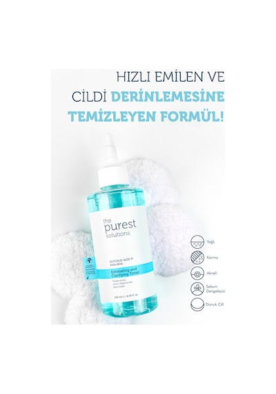 The Purest Solutions Gözenek Sıkılaştırıcı Glikolik Asit Tonik Cilt Bakım Seti: 200 ml Mavi Tonik + 50 ml Tanışma Boy