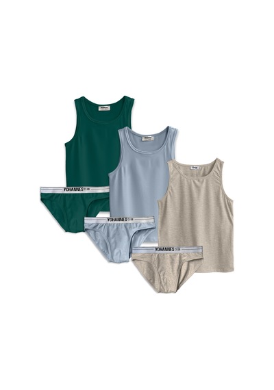 Yohannes Club, Erkek Çocuk, Pamuklu Slip&atlet, Alt-üst, 3 Çift Takım, Çok Renkli KARIŞIK RENK