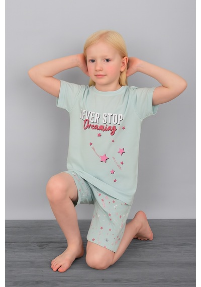 Kız Çocuk 3'lü %100 Pamuklu 1-2-3 Yaş Pijama Takımı Model:129 Çok Renkli