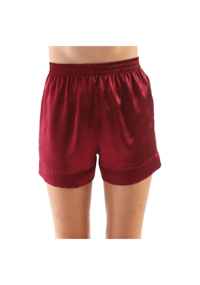 Kadın Bordo Saten Dokuma Büstiyerli Şık Askılı Pijama Takımı