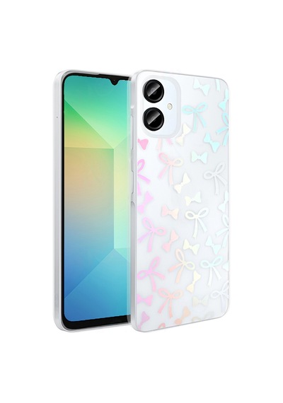 Zore Samsung Galaxy Uyumlu A06 Kılıf Şeffaf Figürlü Zore Folk Sert Kapak - Fiyonk Beyaz
