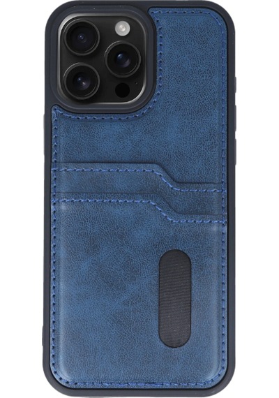Gld-spt- Newface Apple Uyumlu iPhone 14 Pro Max Kılıf Sara Kartvizitli Deri Kılıf - Lacivert