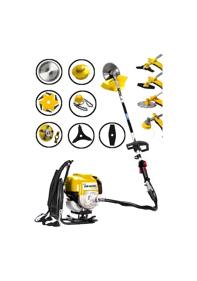 Dragro DRG-7PR 4x4 2 Zamanlı 7 Parça Sırt Tipi Benzinli Motorlu Tırpan Ot Çim Çayır Biçme Kesme Makinesi
