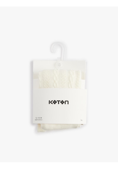 Koton Desenli Külotlu Çorap Ekru 7wmg80013aa
