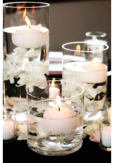Float Beyaz 12 Adet Yüzen Mum 4 Saat Yanan Tea Light Mum Kokusuz Terapi Mumu