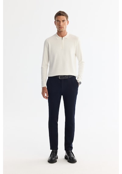 Avva Erkek Ekru Fermuarlı Polo Yaka Rayon Tüylenmeyen Regular Fit Triko Kazak A42y5009
